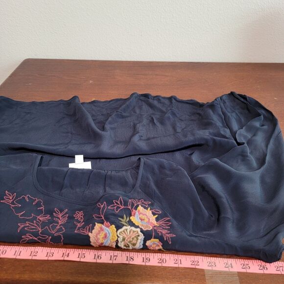 J.Jill Floral Embroidered Blouse Navy 2X Top - Picture 6 of 9